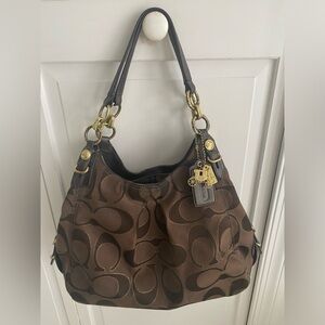 Coach Dark Brown Signature Shoulder Bag